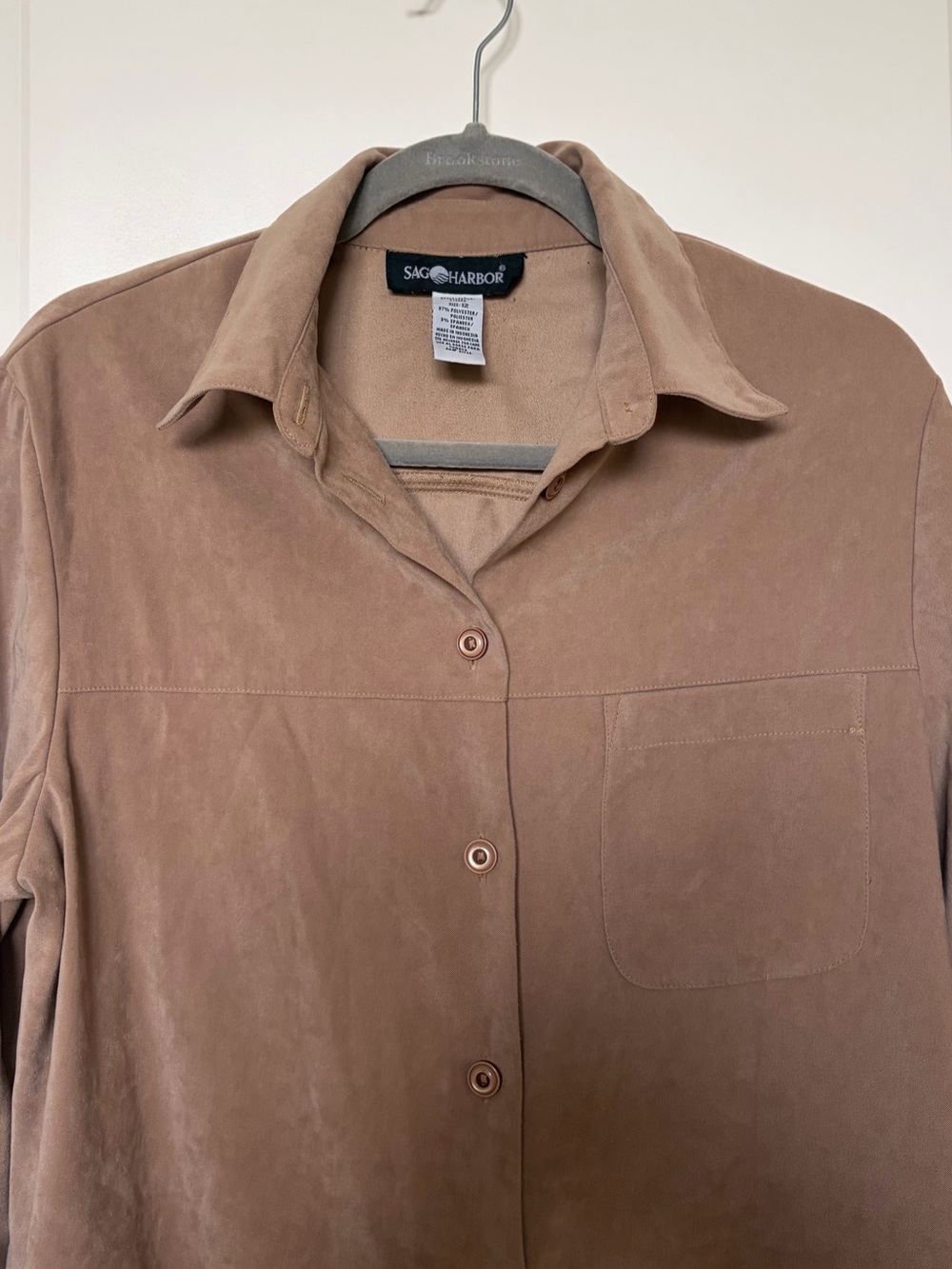 Sag Harbor Men's Suede Button-Front Jacket - Brown - Picture 6 of 6